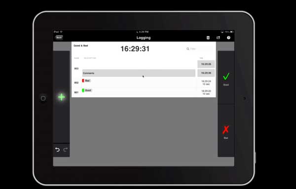 Prelude CC Live Logger iPad app,