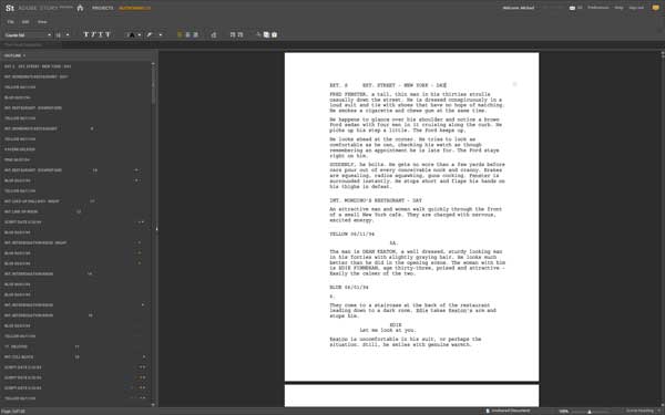 Adobe Story is a collaborative script development tool designed for creative professionals, producers, and writers working on or with scripts and screenplays